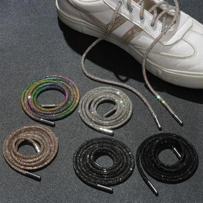 1PC Rhinestone Shoelaces Casual Sneaker Round Shoe Laces
