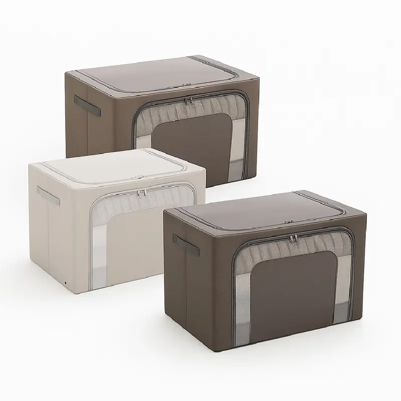 2 Scatole Pieghevoli per Armadio 50x40x32 con Struttura in Metallo e Tessuto Resistente