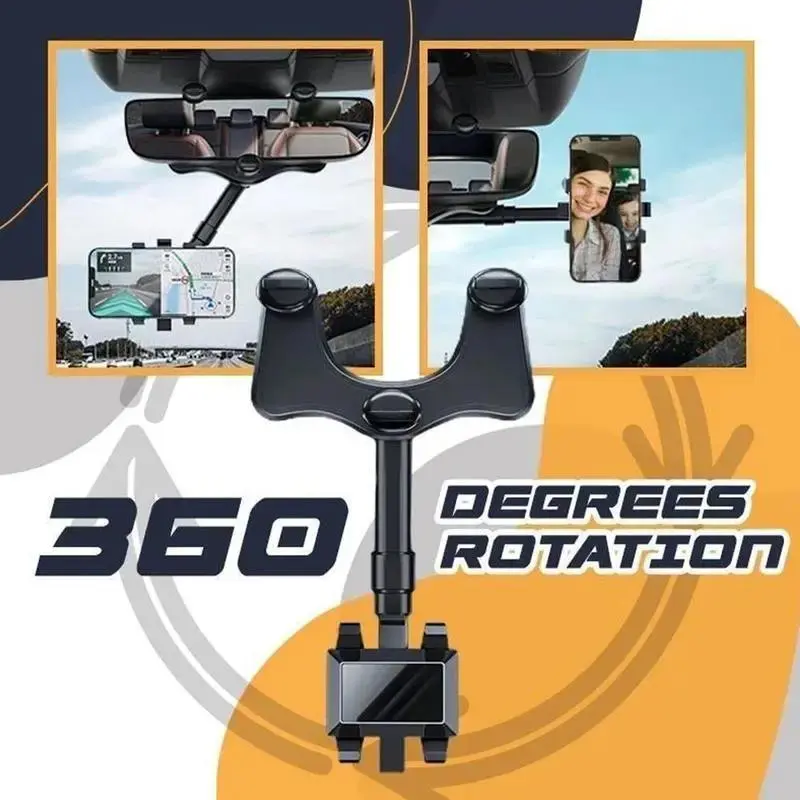 2023 Rearview Mirror Phone Holder For Car Rotatable And Retractable Car Phone Holder Multifunctional 360 Rear View Mirror Phone Holder Suitable For All Mobile Phones And All Car