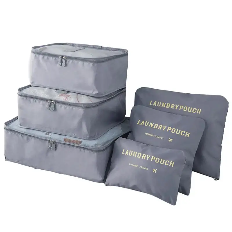 6 pcs Packing Cubes Luggage Storage Organiser Travel Compression Suitcase Bags Random Color