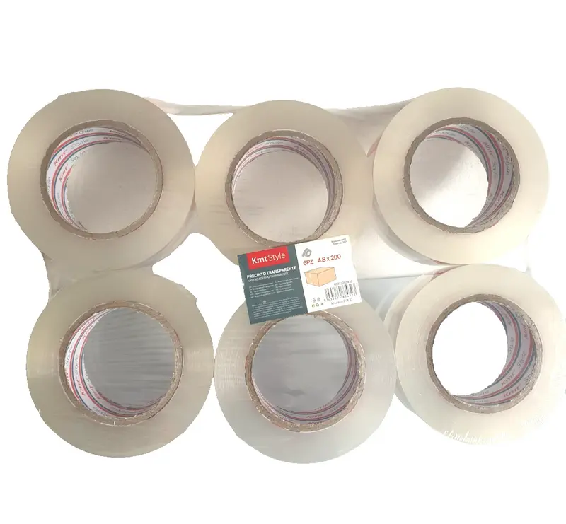6 Rotoli Nastro Adesivo Trasparente KmtStyle 48mm x 200m Professionale Traslochi