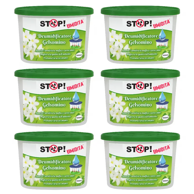 6pz Deumidificatore Casa Portatile 500ml contro Muffa Assorbi Umidità Gelsomino