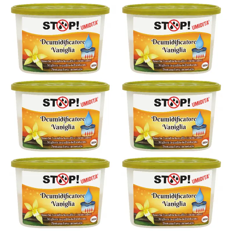6pz Deumidificatore Casa Portatile 500ml contro Muffa Assorbi Umidità Vaniglia