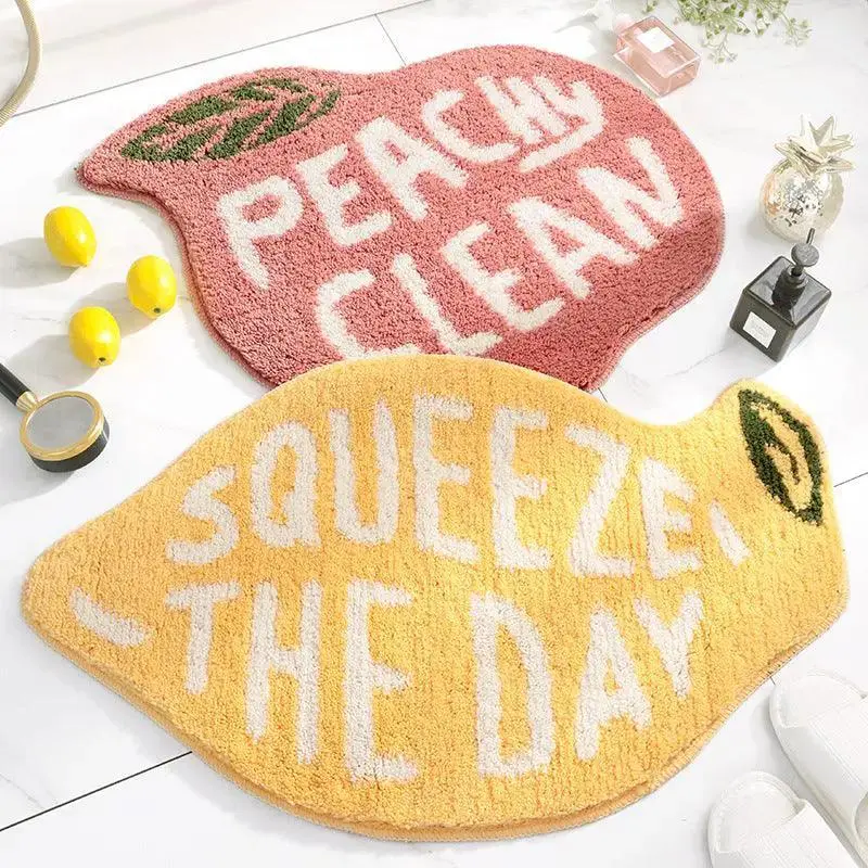 Absorbent floor mat carpet in bathroom
