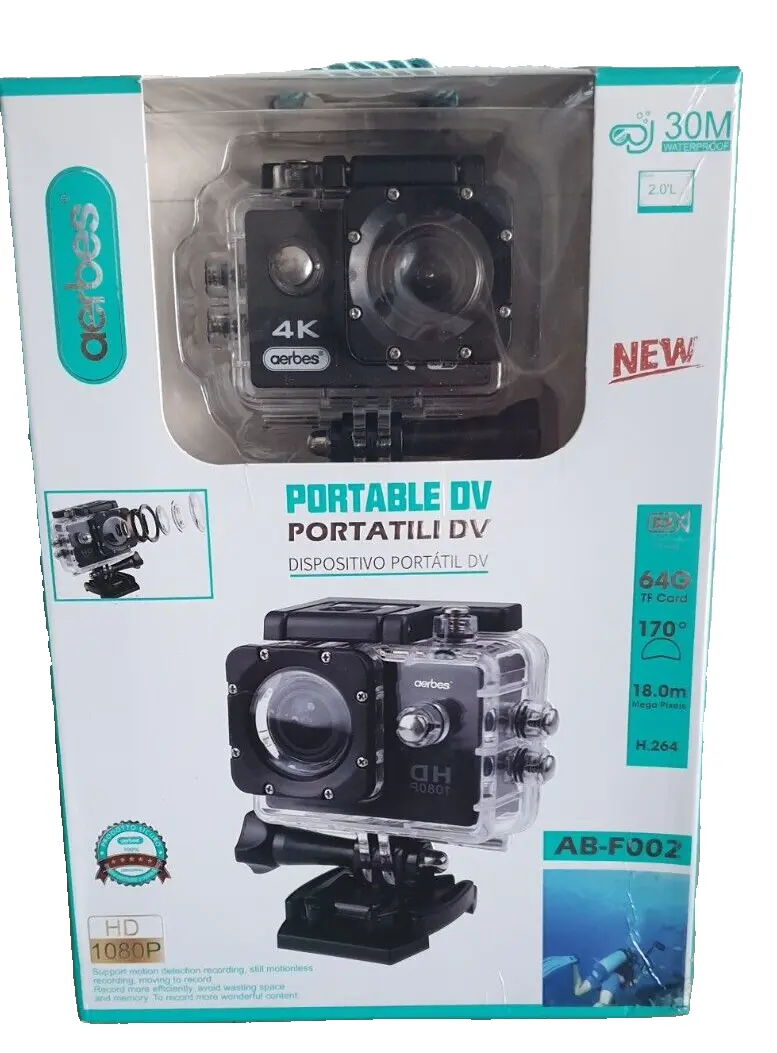 Action Cam 12MP Full HD Impermeabile 30m Grandangolo 170° Sport , Immersione