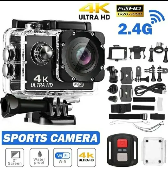 Action Camera 4K WiFi Subacquea 30m con Telecomando e Kit Accessori Sport