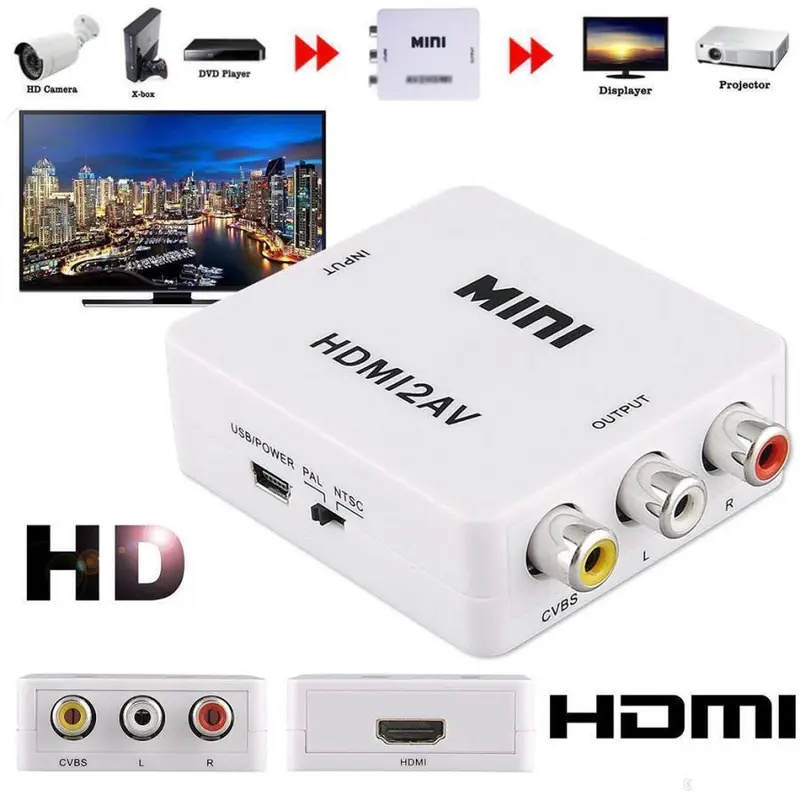 Adattatore Convertitore HDMI a RCA AV CVBS Audio Video PAL NTSC