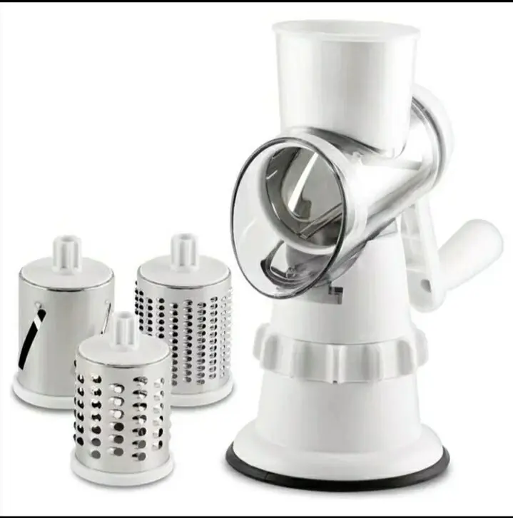 Affettatrice Verdure 3 in 1 Mandolina Rotante 3 Lame Acciaio Inox