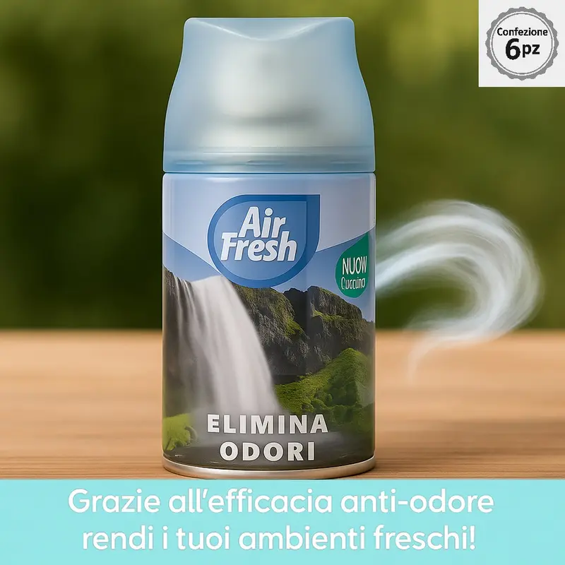 Air Fresh Deomatic Ricariche Profumatore Ambiente 6x250ml Spray Elimina Odori