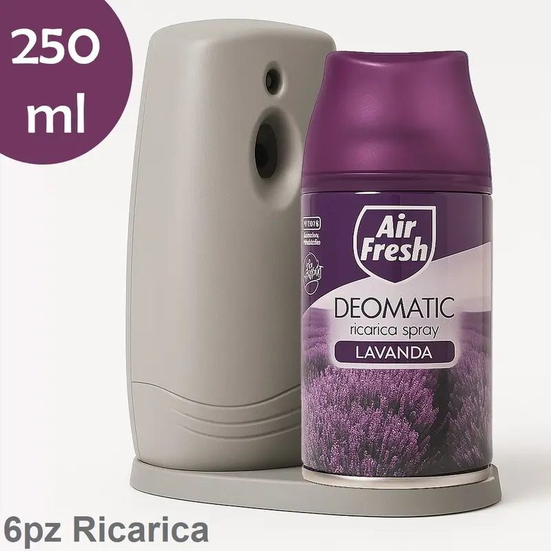 Air Fresh Deomatic Ricariche Profumatore Ambiente 6x250ml Spray Lavanda Antiodore