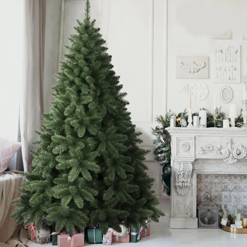 Albero di Natale 240 cm Pino Verde Molto Folto 1464 Rami Base in Ferro pieghevole