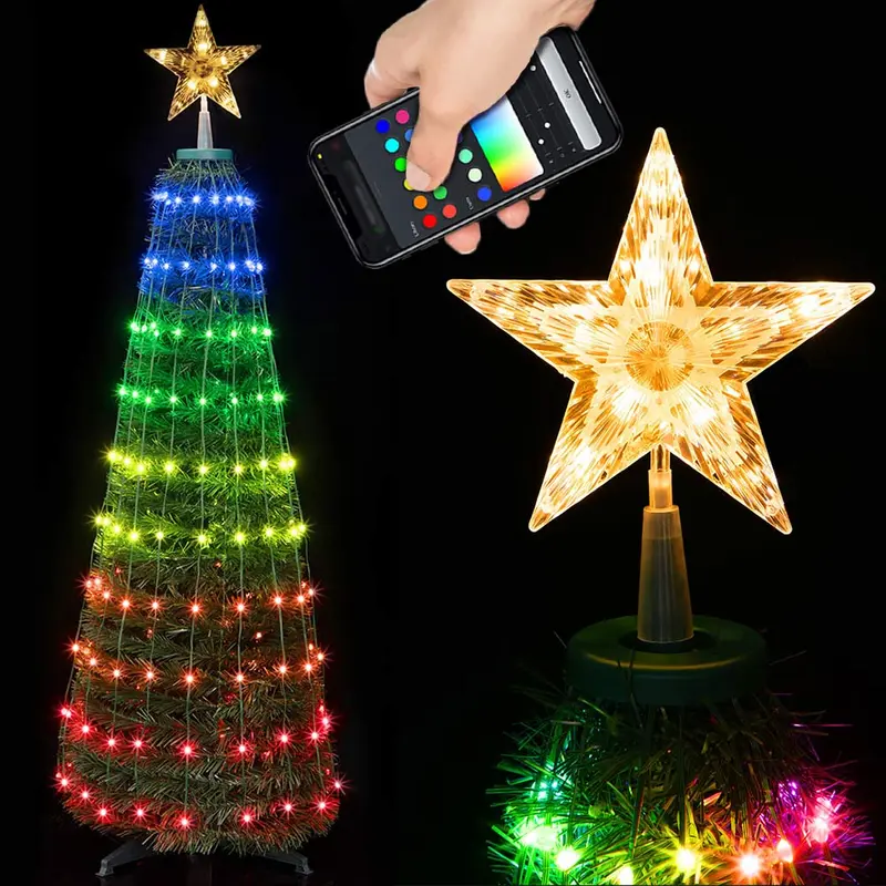 Albero di Natale 60x180 cm Pieghevole con 272 LEd RGB Smart e Controllo App