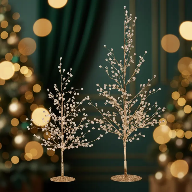 Albero di Natale Gocce Brillanti – Rami Dorati con Cristalli