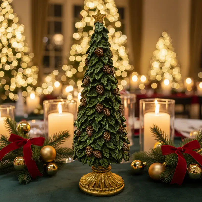 Albero di Natale in Resina con Pigne Dorate