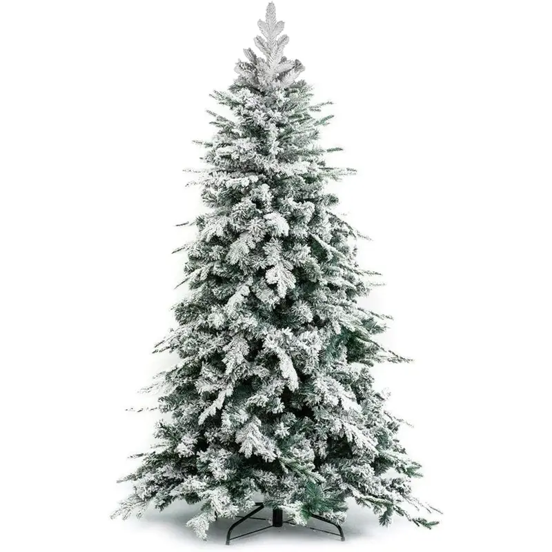 Albero di Natale Innevato 240 cm Folto Realistico 1260 Punte PE PVC Base Metallo