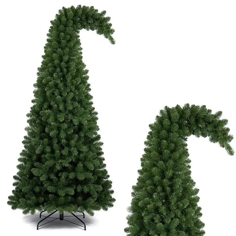 Albero di Natale Verde Punta Ricurva 210cm Artificiale 1100 Punte Pvc Ignifugo