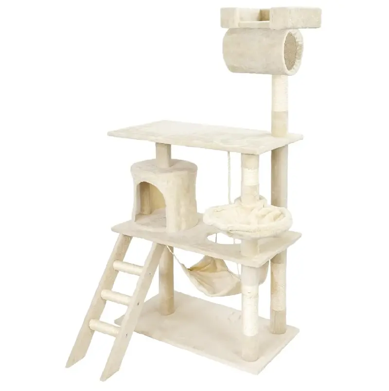 Albero Tiragraffi Gatti Giochi Cuccia Amaca Graffiatoio 74.5x40 H142cm Beige