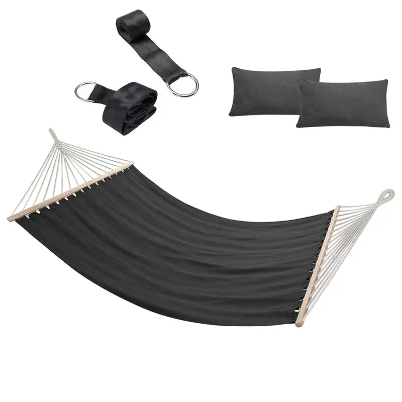 Amaca Giardino e Campeggio 2Posti Legno e Tessuto Pieghevole 345x150cm Antracite