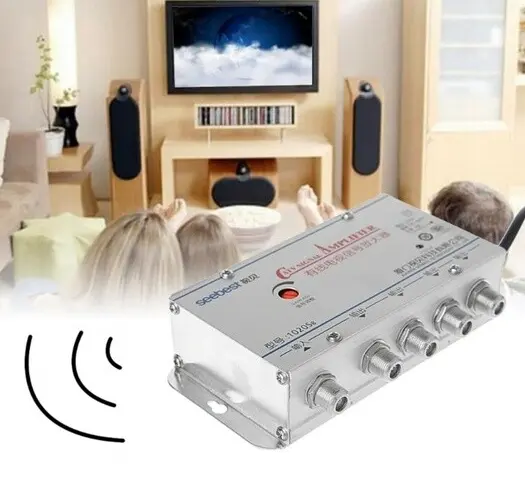 Amplificatore Segnale TV 1 Ingresso 4 Uscite Sdoppiatore Antenna Digitale 220V