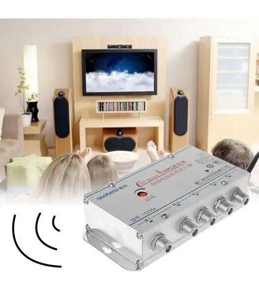 Amplificatore Segnale TV Sdoppiatore Split Antenna 4 Uscite Digitale Terrestre