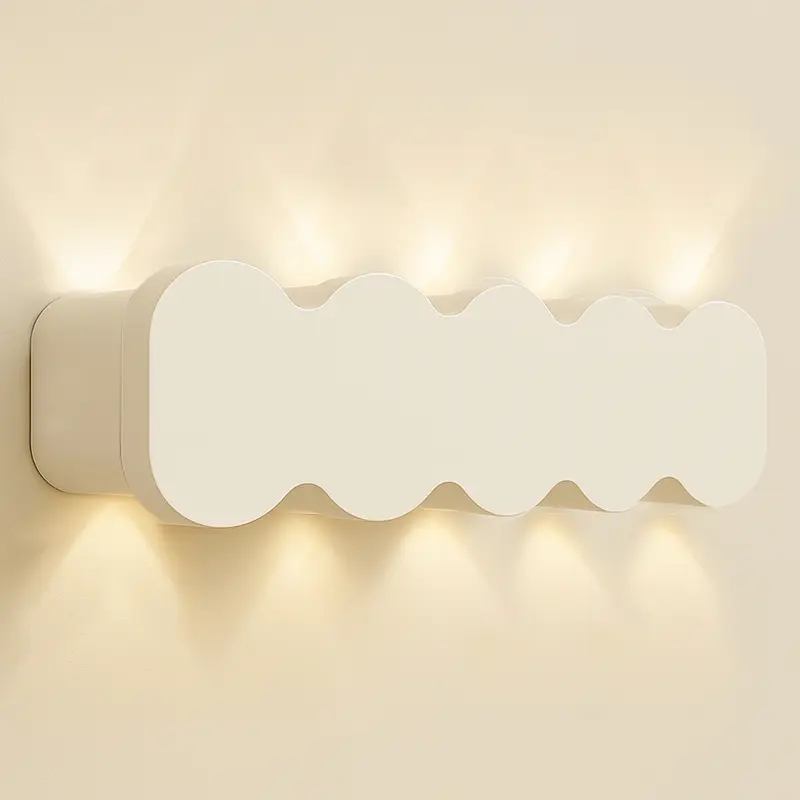 Applique da Muro LED 10Luci Bianco Caldo Esterno Interno Alluminio 26x8x3 cm Bianco