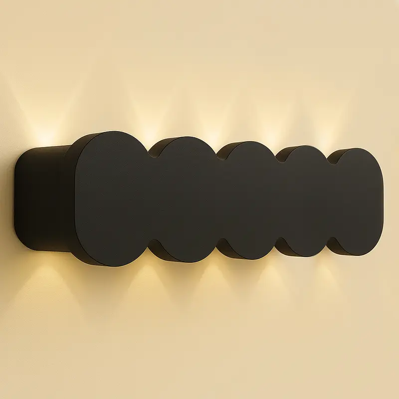 Applique da Muro LED 10Luci Bianco Caldo Esterno Interno Alluminio 26x8x3 cm Nero