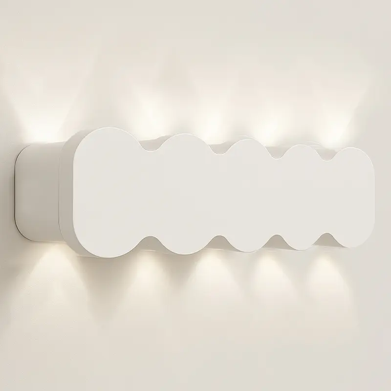 Applique da Muro LED 10Luci Bianco Freddo Esterno Interno Alluminio 26x8x3 cm Bianco