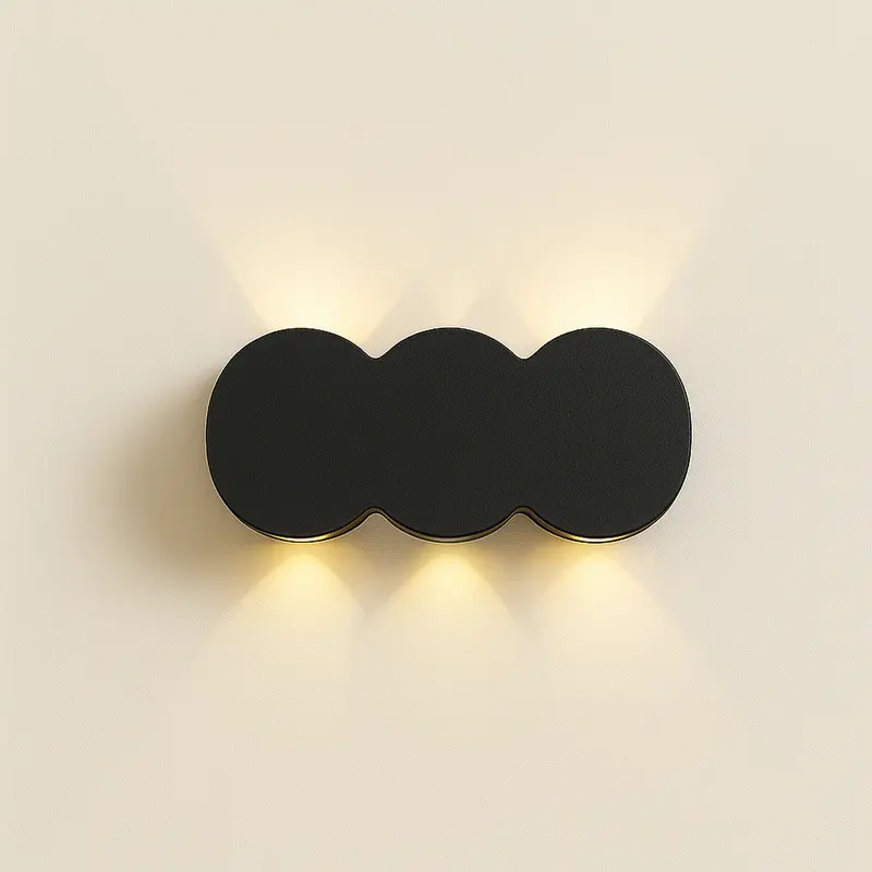 Applique da Muro LED 6 Luci Bianco Caldo Esterno Interno Alluminio 15x8x3 cm Nero