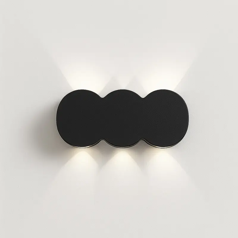 Applique da Muro LED 6 Luci Bianco Freddo Esterno Interno Alluminio 15x8x3 cm Nero