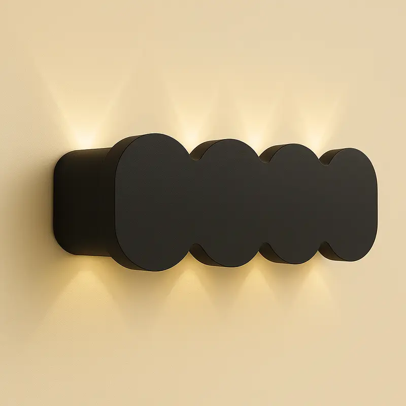 Applique da Muro LED 8 Luci Bianco Caldo Esterno Interno Alluminio 21x8x3 cm Nero