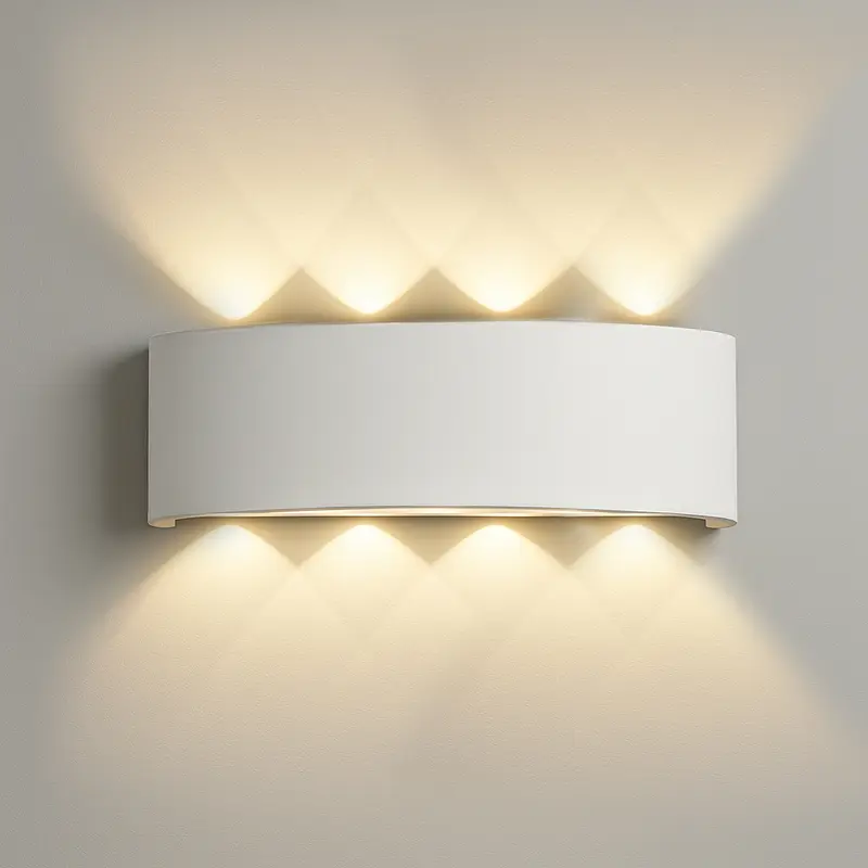 Applique da Muro LED 8 Luci Bianco Caldo Esterno Interno Alluminio 22x8x4 cm Bianco