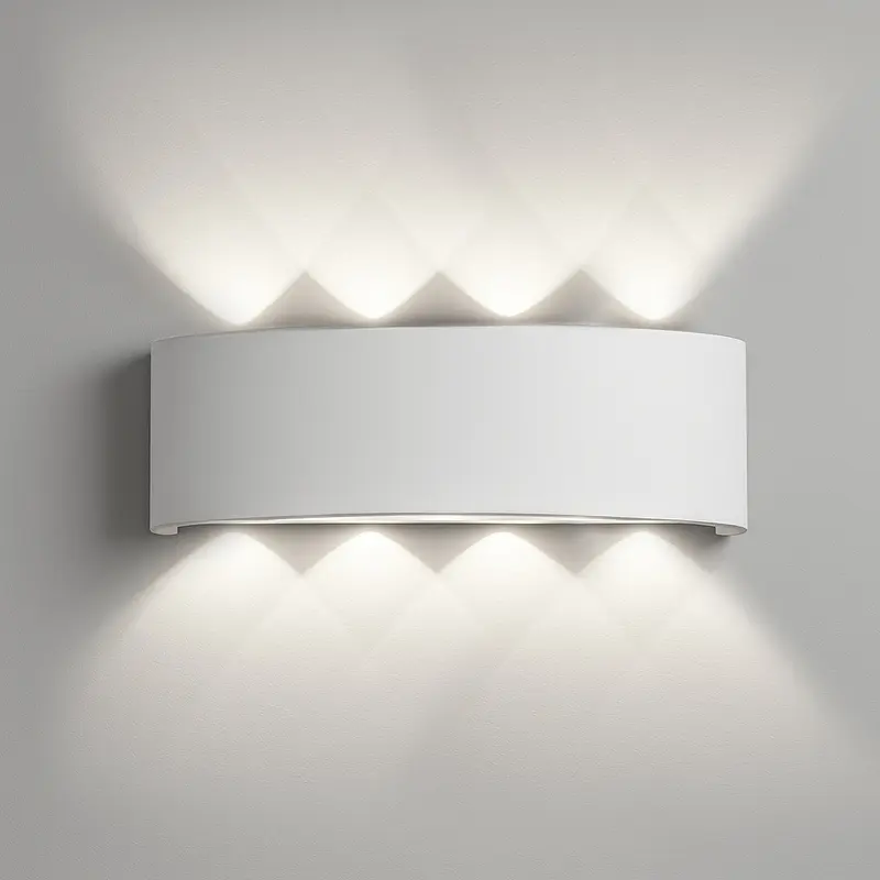 Applique da Muro LED 8 Luci Bianco Freddo Esterno Interno Alluminio 22x8x4 cm Bianco
