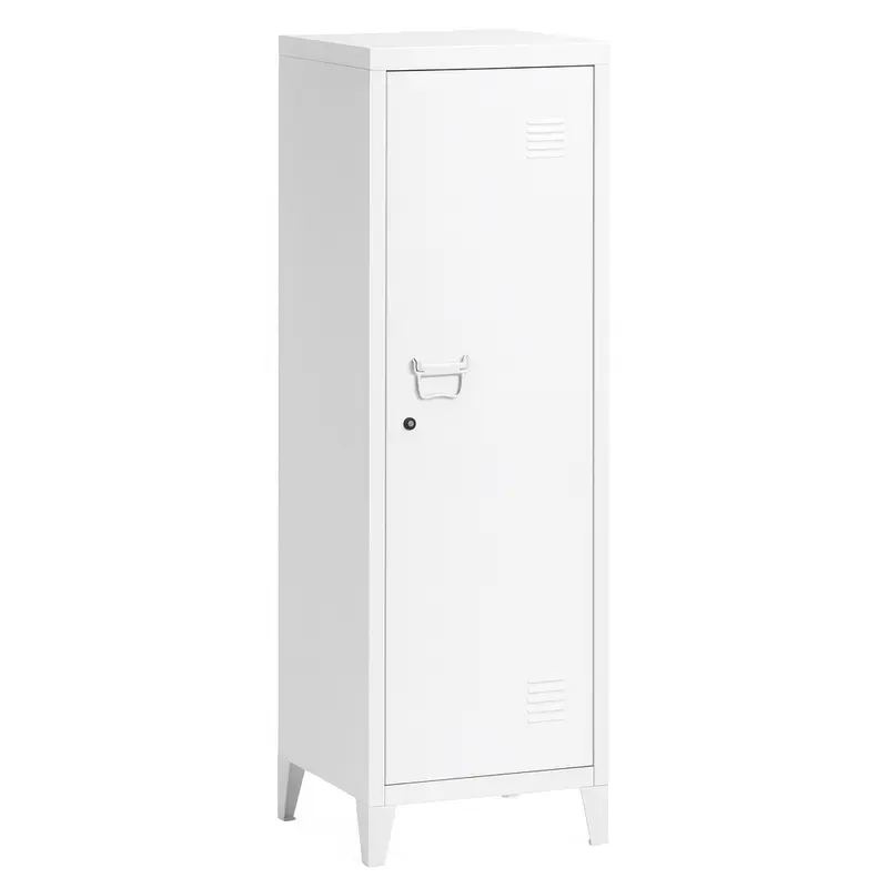 Armadietto Spogliatoio in Metallo con Chiave 1 Anta 3 Scomparti 138x38,5x38,5 Bianco