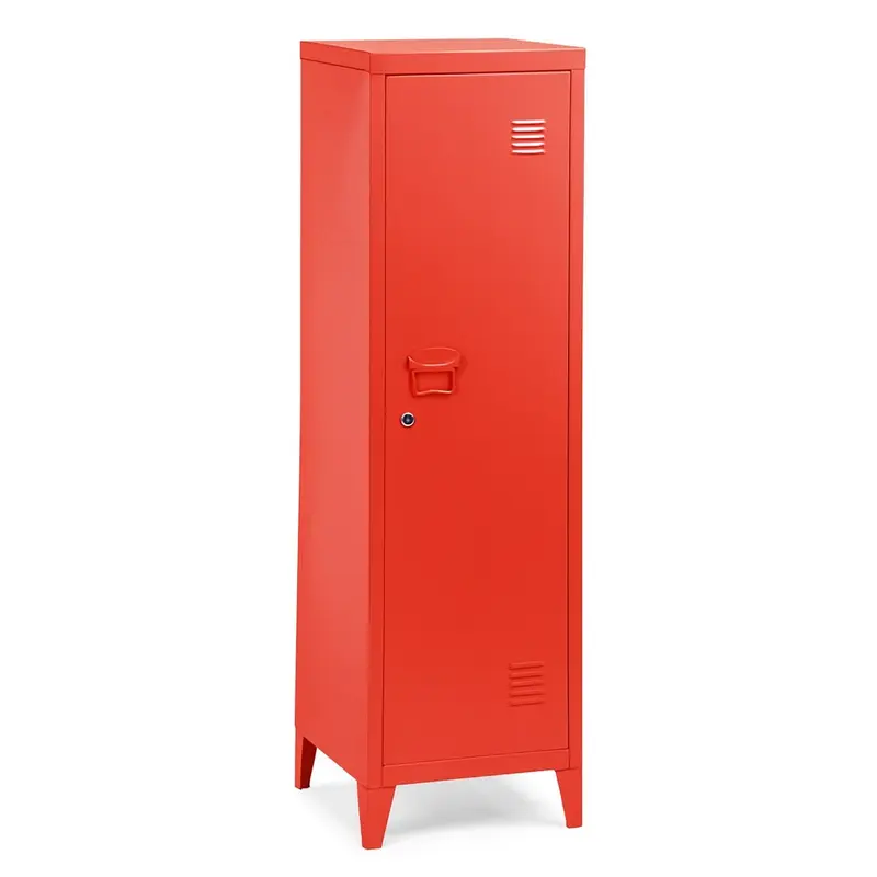 Armadietto Spogliatoio in Metallo con Chiave 1 Anta 3 Scomparti 138x38,5x38,5 Rosso