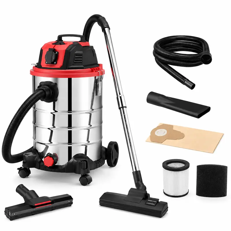 Aspiratore Solidi e Liquidi 30LT 1200W con Filtro HEPA Funzione Soffiante Acciaio