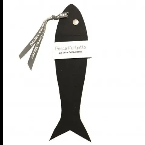 Atelier Carta Bianca, block notes Pesce Furbetto, carta nera, 22x6x0,7 cm