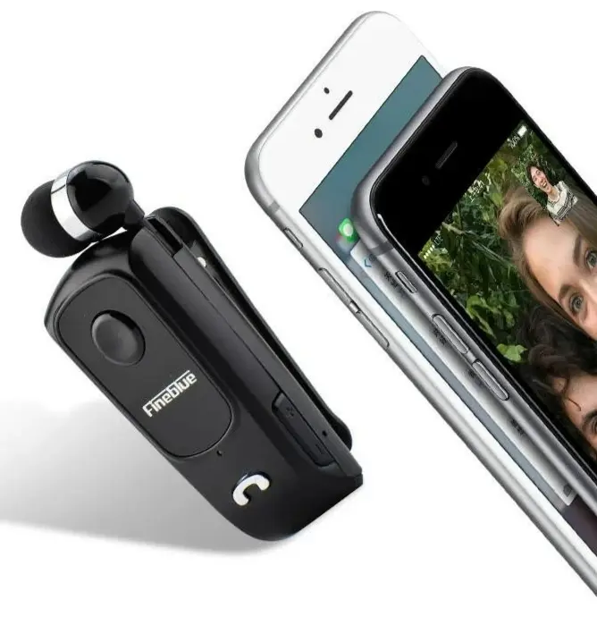 Auricolare Bluetooth Retrattile Clip Vibrazione Chiamate Cuffia Wireless