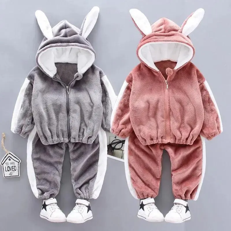 Autumn And Winter Children's Flannel Zipper Suit