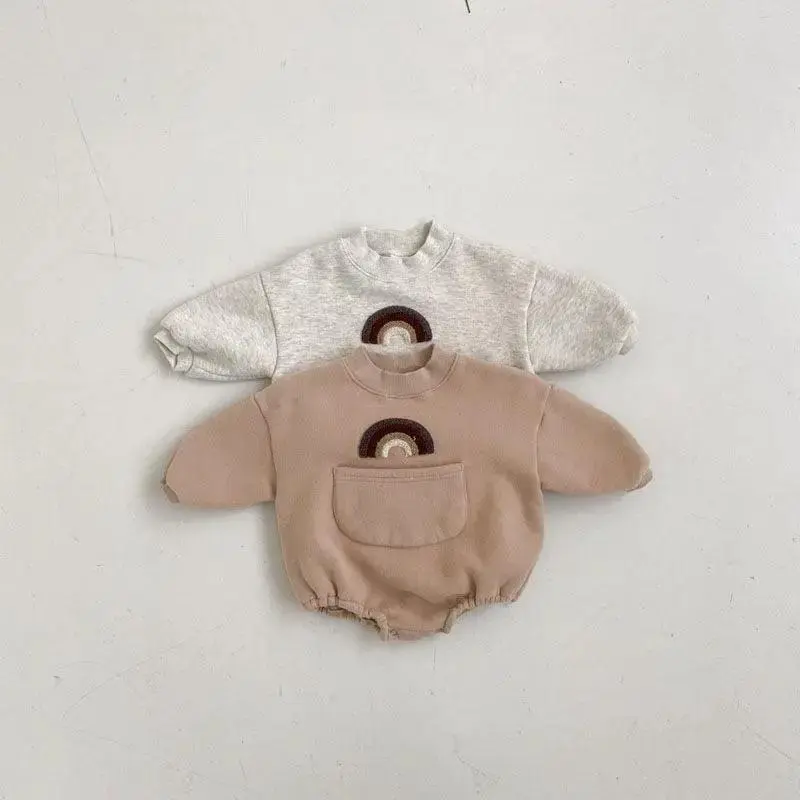 Autumn New Baby Rainbow Print Jumpsuit Romper