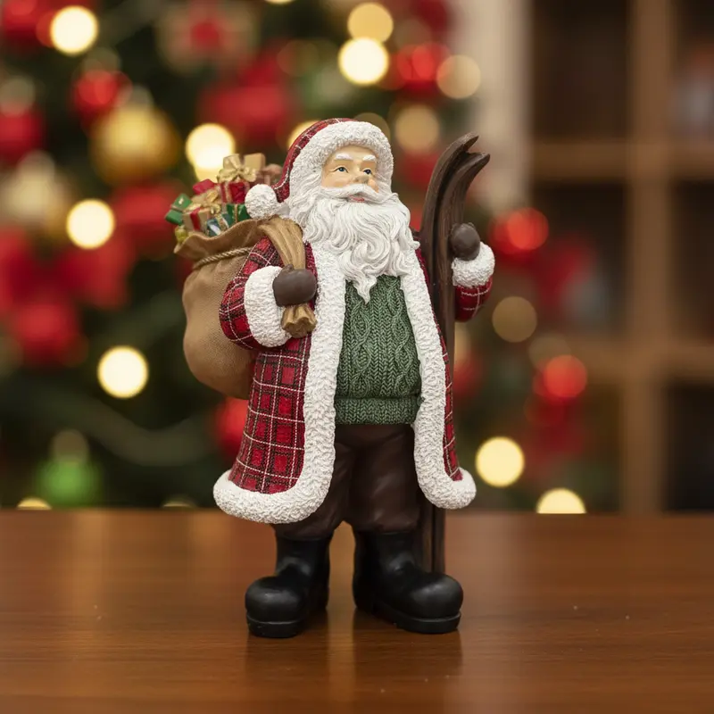 Babbo Natale Sciatore in Resina