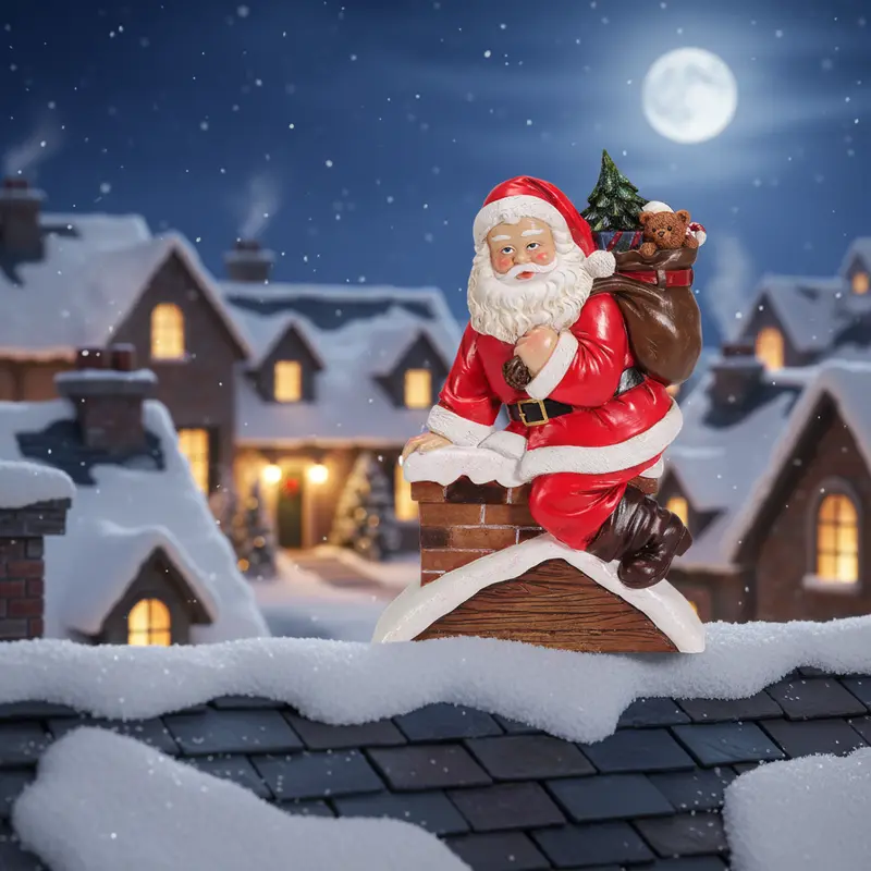 Babbo Natale sul Camino – Statuetta Decorativa di Natale