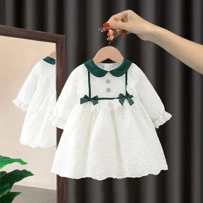 Baby Girl Princess Dress Spring Dress 2121 New 3-Year-Old 4-Week-Old Children Spring And Autumn Dress Girl'S Foreign Style Dress