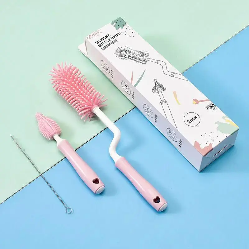 Baby Silicone Baby Bottle Brush Straw Scrubbing Baby Bottle Brush Cleaning