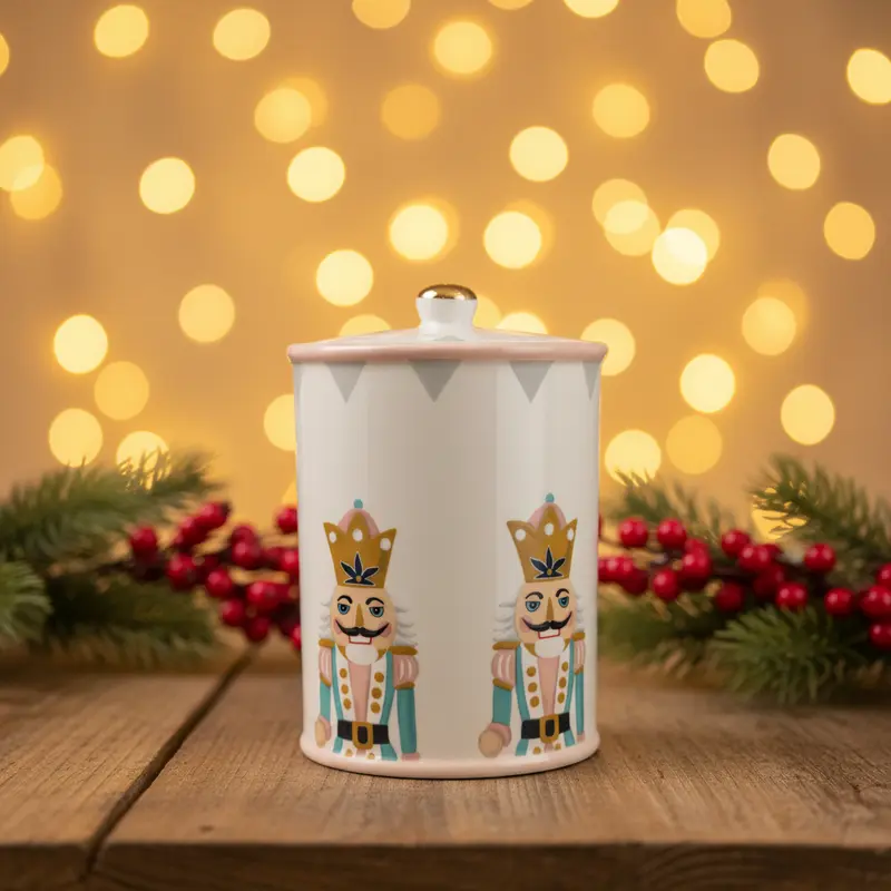 Barattolo Natalizio Schiaccianoci in Ceramica – Ø 15 cm | Ninocco Home