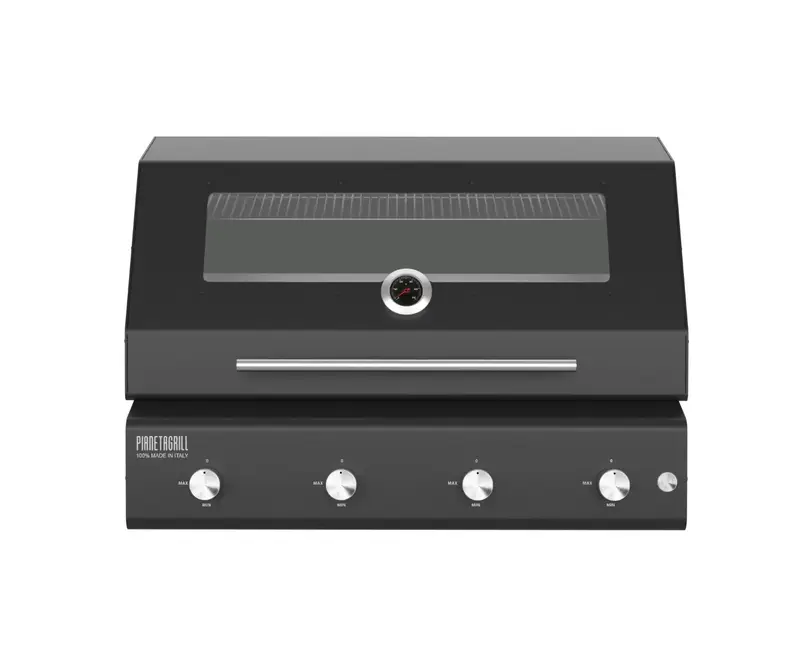 Barbecue a gas ad incasso Pianeta Grill Fry Top 750 – 4 fuochi nero con griglie tondino