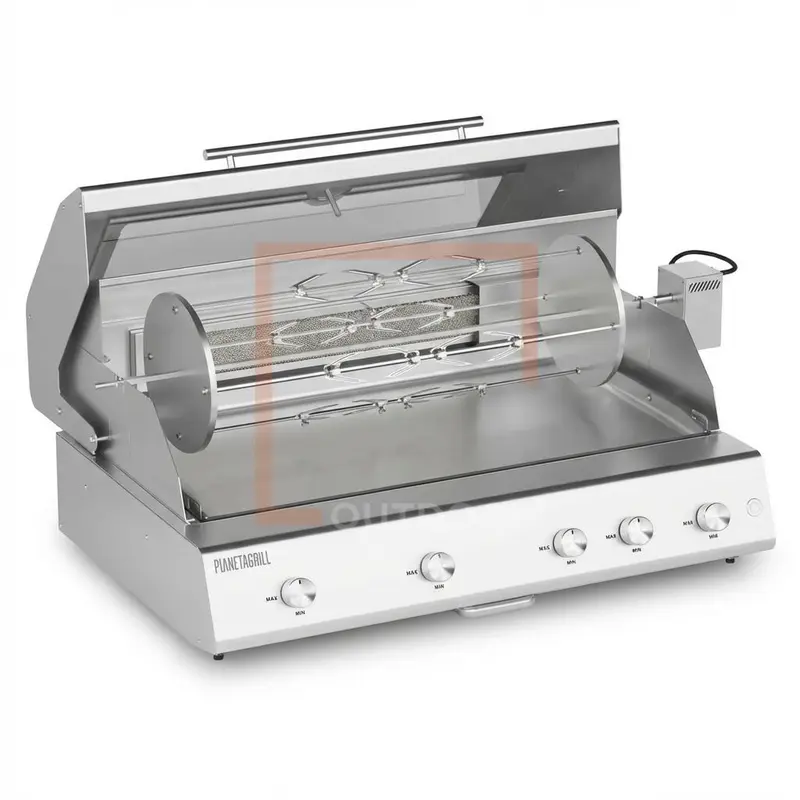 Barbecue a gas da incasso Pianeta Grill Fry Top 750 Range – 5 fuochi e girarrosto motorizzato