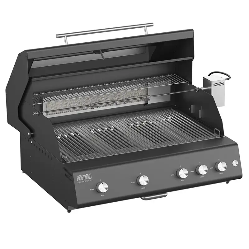 Barbecue a gas Pianeta Grill Fry Top 750 Range Nero – 5 fuochi con griglie a tondino
