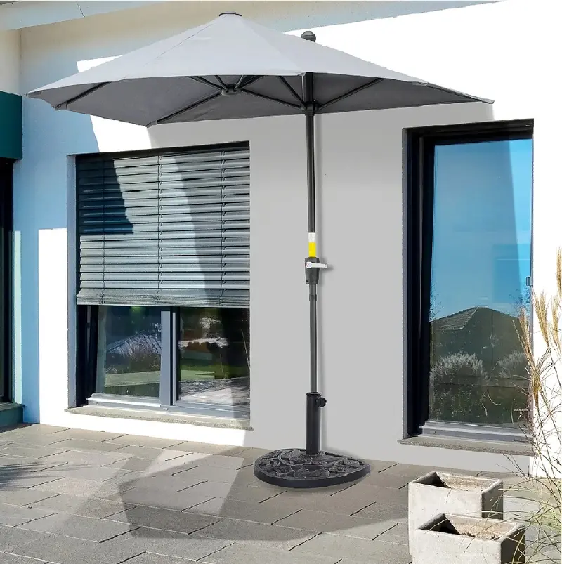 Base per Ombrellone da Giardino Semitondo Palo 38/48mm 9.2Kg Cemento e Abs