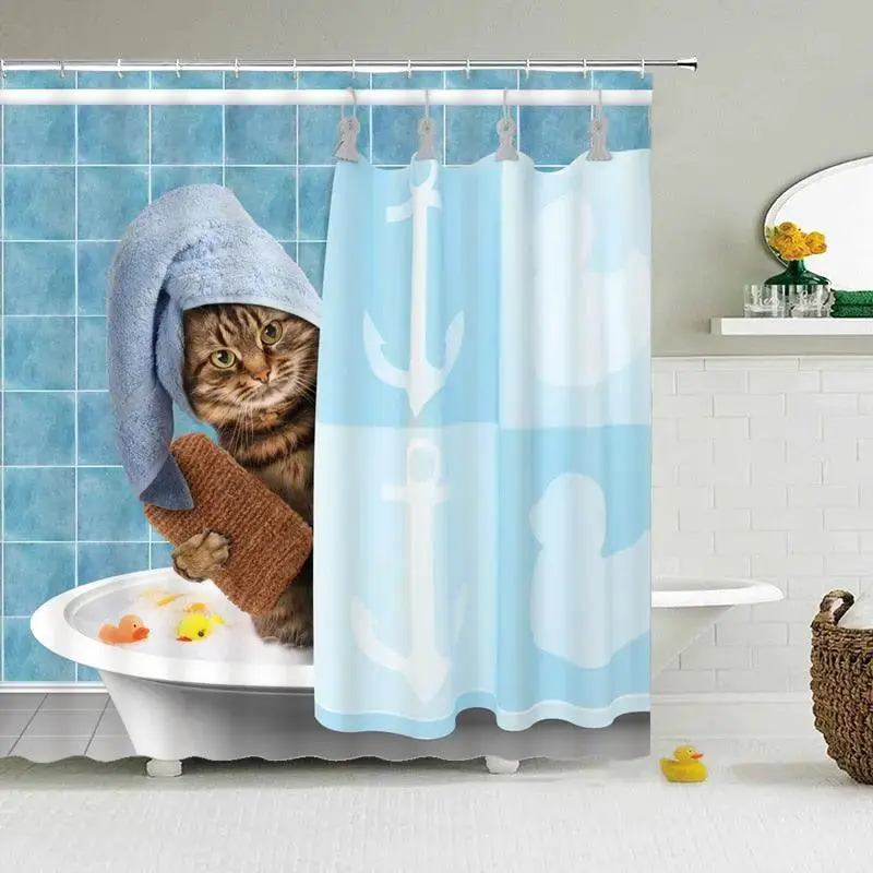 Bathroom Shower Curtain Waterproof And Mildew Proof Polyester Bathroom Curtain Animal Series