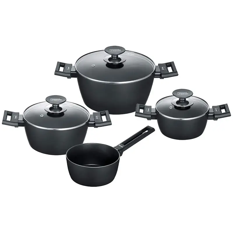BATTERIA 4 PZ + 3 COPERCHI VETRO BERNDES ALU SPECIAL INDUCTION
